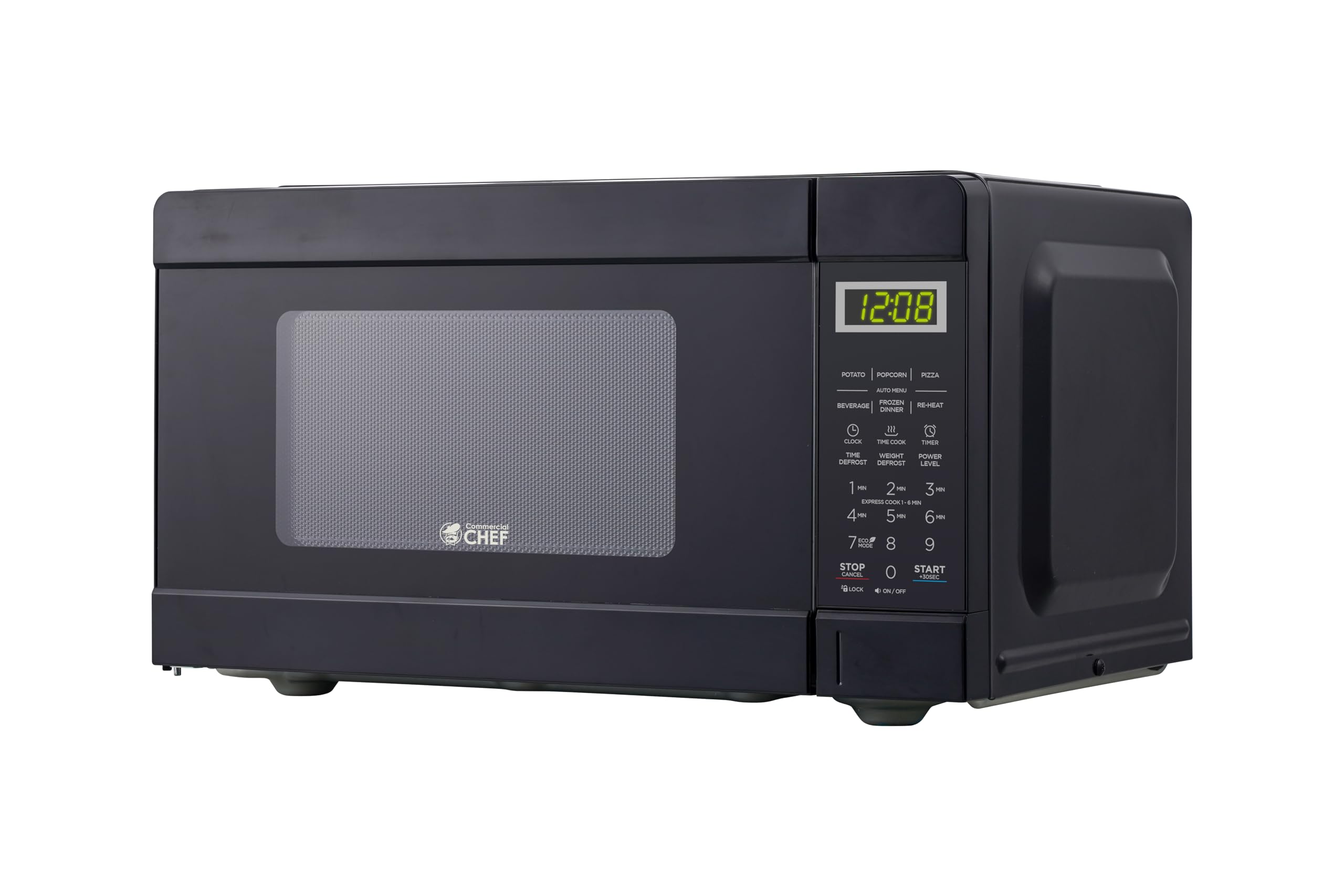 Commercial Chef 0.9 Cu Ft Countertop Microwave Oven - 900W with 10 Power Levels, Digital Controls, Child Lock & Quick-Touch Menu - Perfect for Home, Office, or Dorm Room - Black