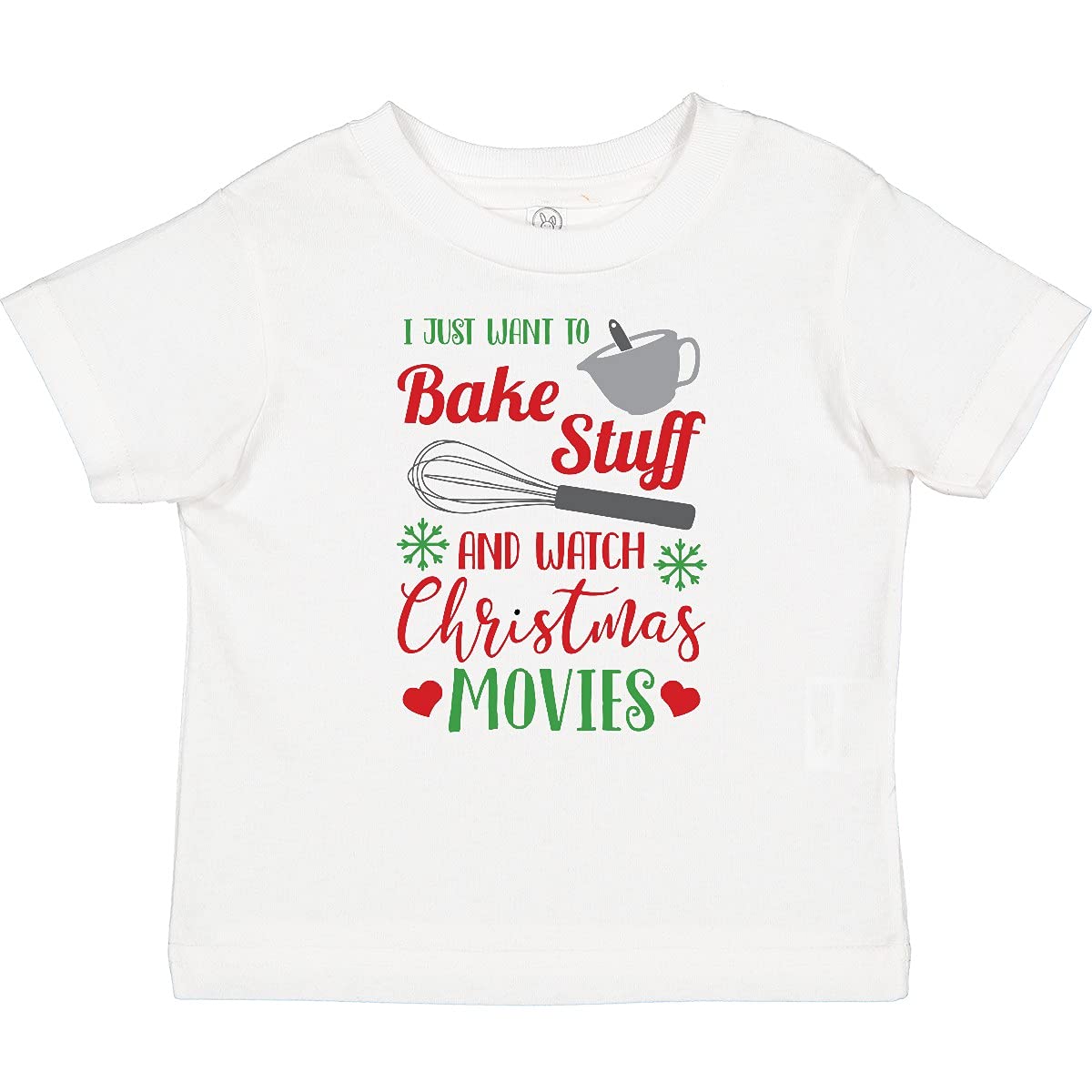 Inktastic 'I Just Want to Bake Stuff and Watch Christmas Movies' Baby T-Shirt - Cute Holiday Outfit for Christmas Baking & Family Movie Nights