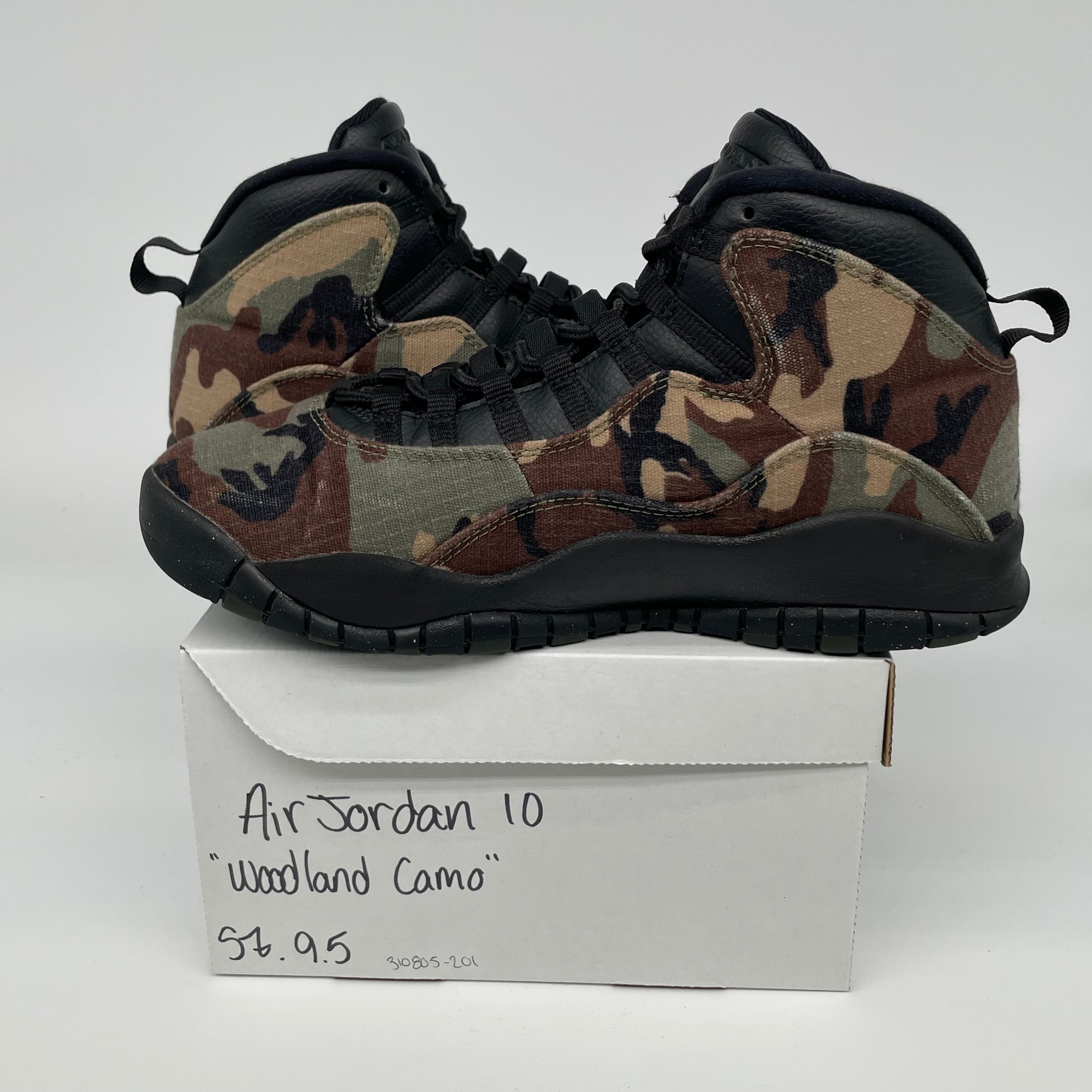 AIR JORDAN 10 Retro Sneakers - Woodland Camo Men's Size 9.5 (310805-201) - Basketball Shoes for Streetwear & Casual Outfits