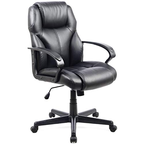 Premium Black Faux Leather Executive Office Chair - Ergonomic Managerial Desk Chair for Home & Office - Ideal for Long Work Hours, Gaming & Conference Rooms