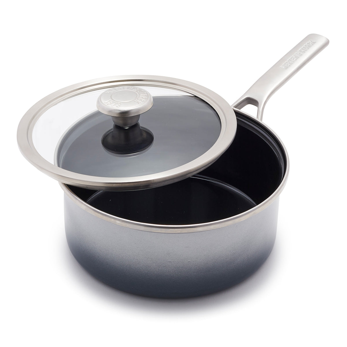 Premium Merten & Storck 2.5 Quart Enameled Steel Core Saucepan with Glass Lid - Durable Cloud Gray Cookware for Sauces, Soups & Pasta | Perfect for Gas, Electric & Induction Stovetops | Ideal for Home Cooking & Professional Kitchens