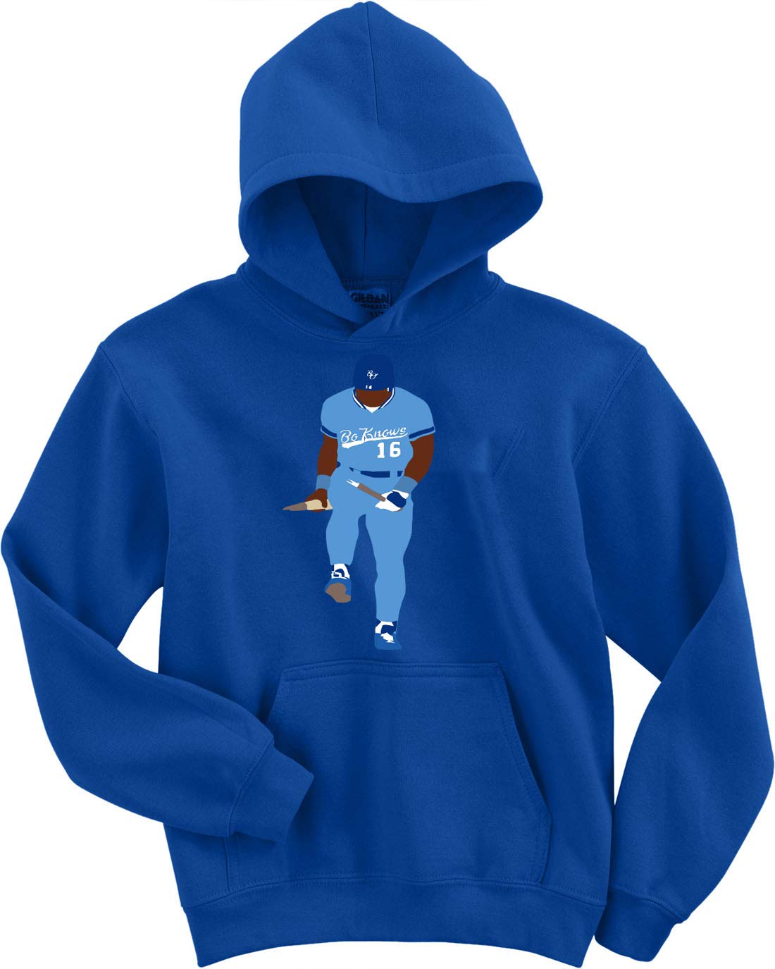 Blue Kansas City Bo Knows Broken Bat Hooded Sweatshirt | Vintage Baseball Fan Apparel | Game Day & Casual Wear