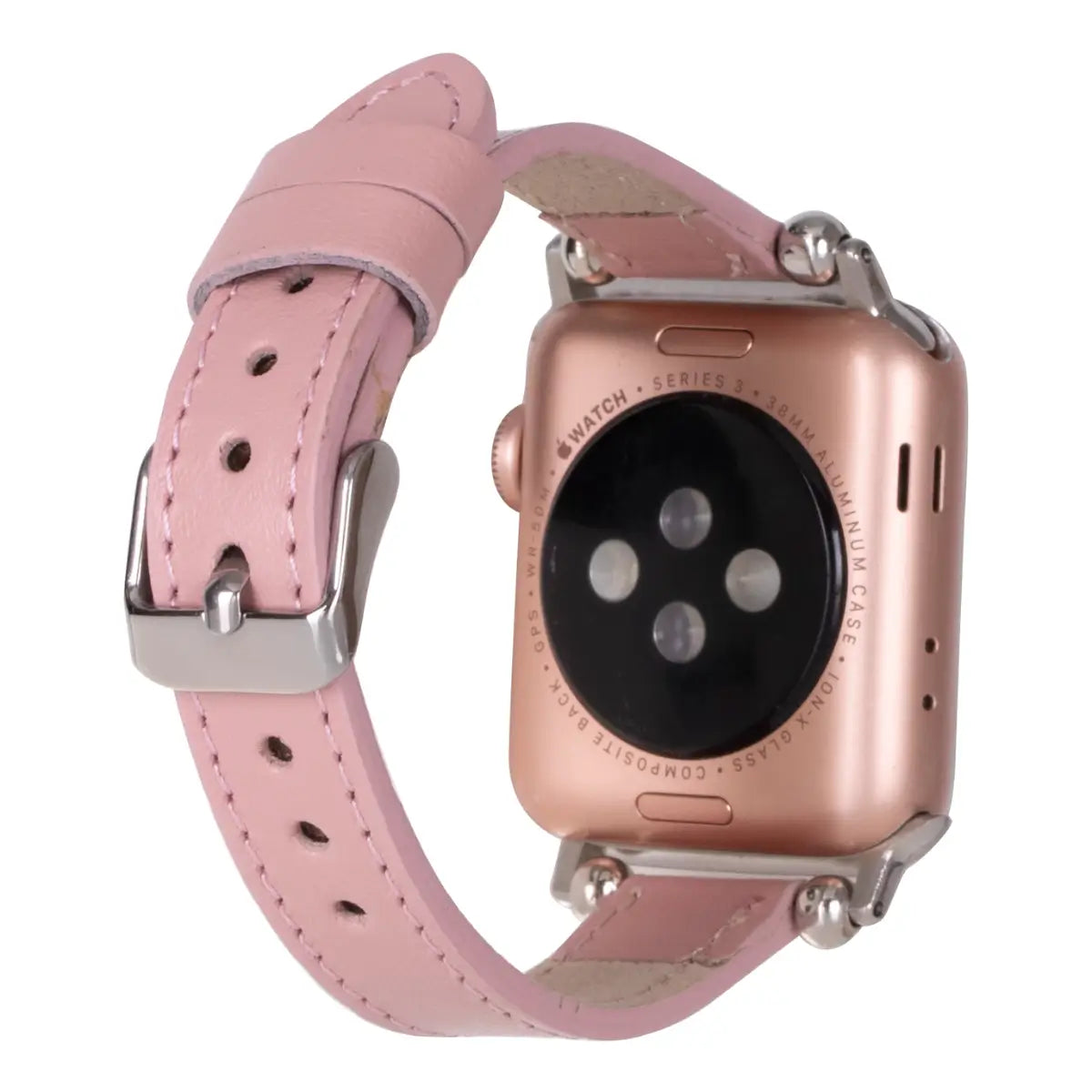 Pink Leather Ultra Slim Apple Watch Band for Women - Stylish & Comfortable Replacement Strap for Apple Watch Series 9/8/7/6/SE - Perfect for Workouts, Office & Everyday Wear