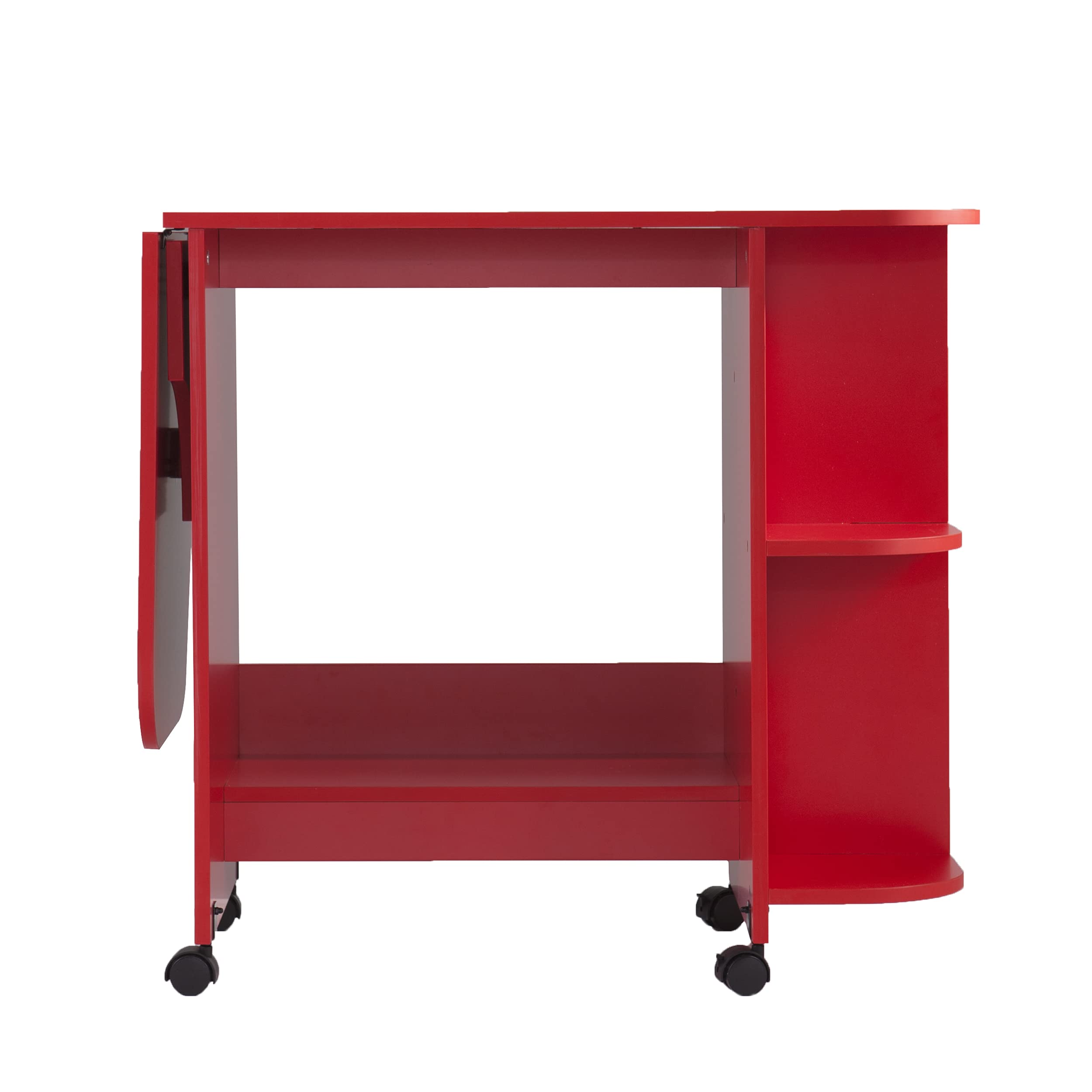 Expandable Rolling Sewing & Craft Table with Storage - Red | SEI FURNITURE Southern Enterprises | Perfect for Quilting, Scrapbooking & DIY Projects | Mobile Workstation for Small Spaces