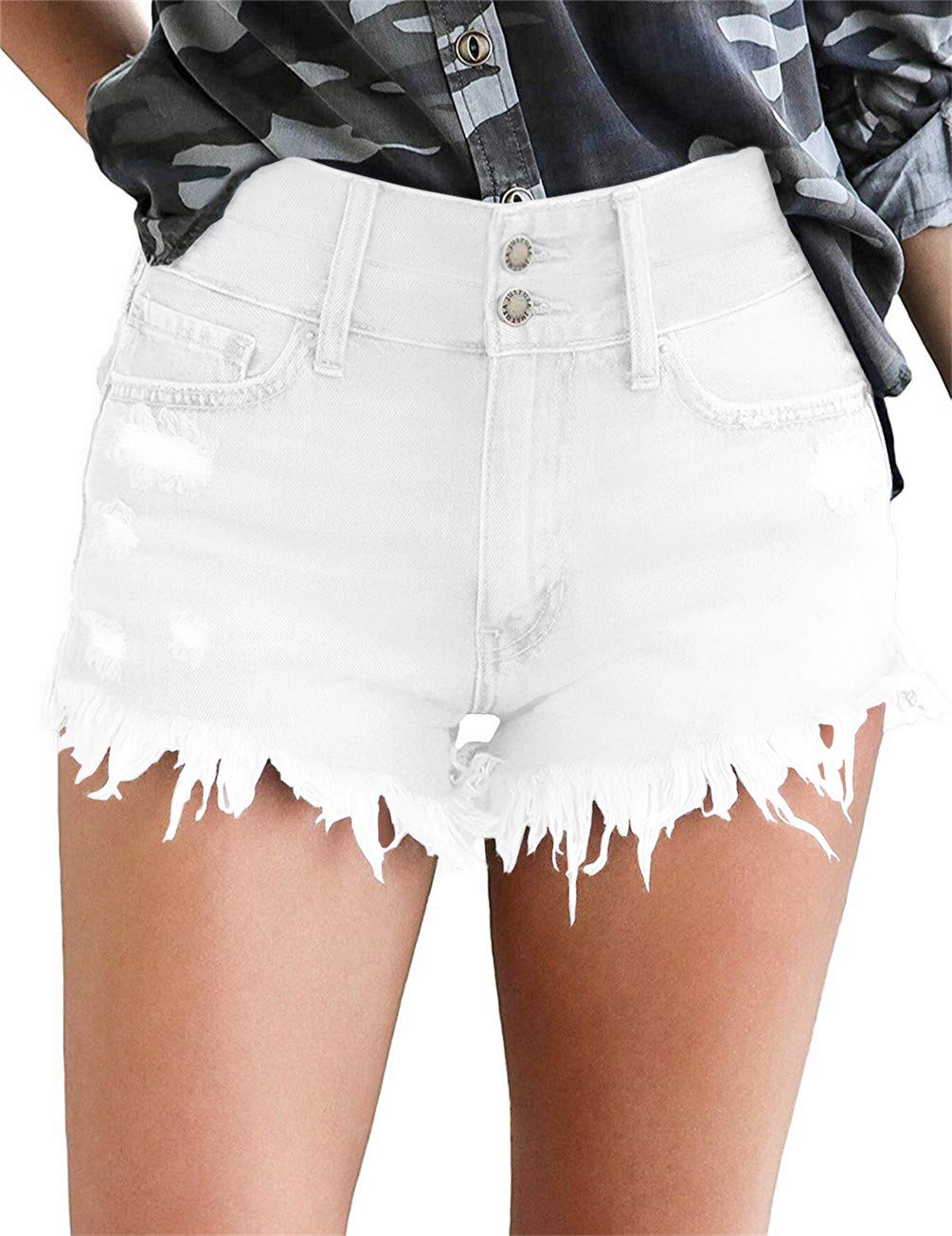 MODARANI Women's Distressed Ripped Denim Shorts - High Waisted Cut Off Jean Shorts for Summer | Perfect for Beach, Music Festivals & Casual Outfits