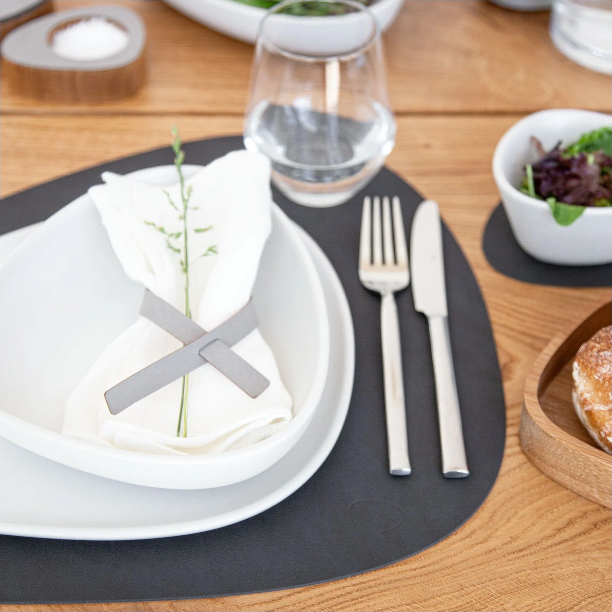 LIND DNA Nupo Curve Table Placemat Large - Black Non-Slip Dining Table Mat for Formal & Casual Settings