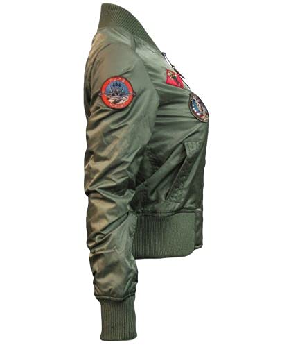 Top Gun Official MA-1 Bomber Jacket with Embroidered Patches - Military Style Flight Jacket for Men, Casual Wear & Halloween Costume