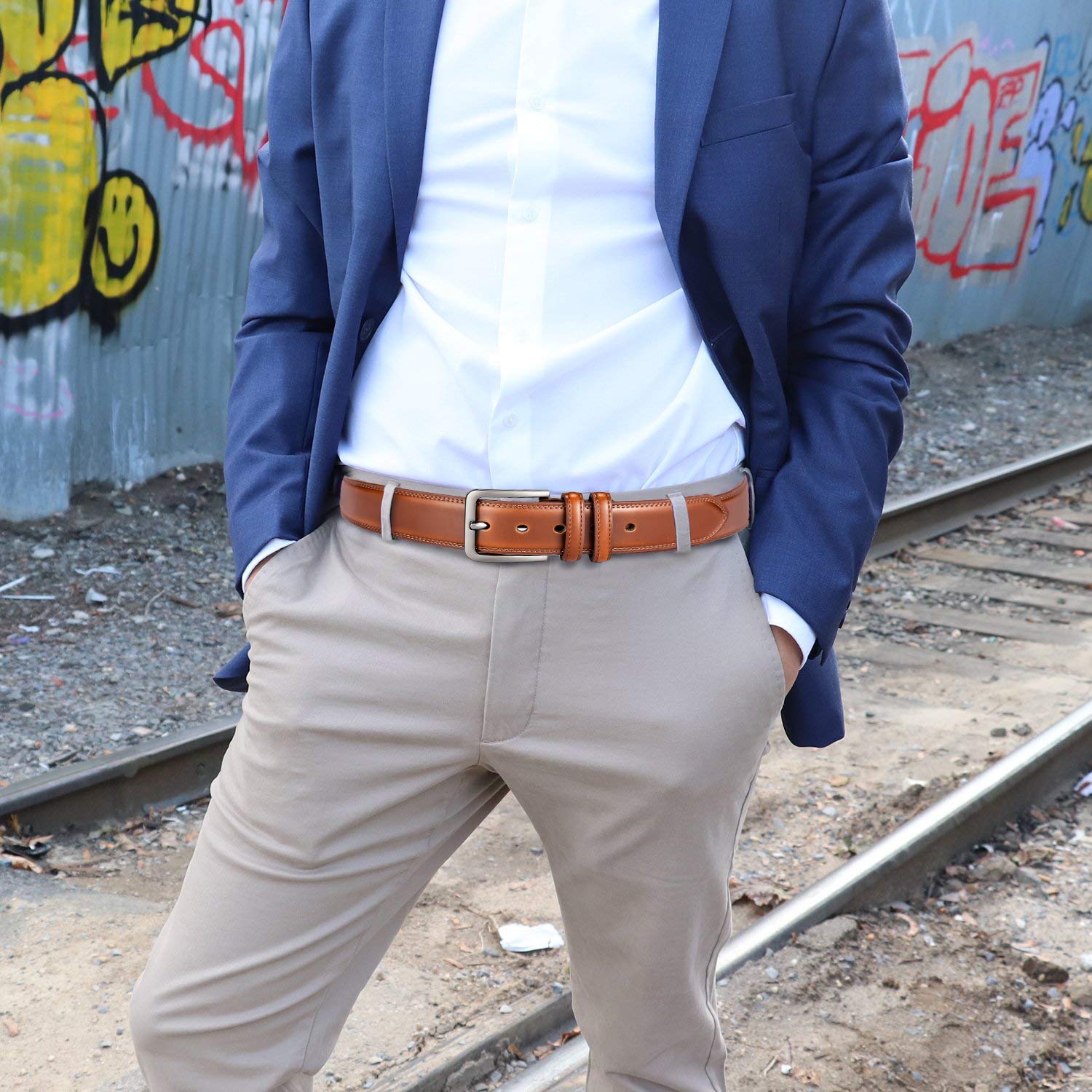 Men's Genuine Leather Dress Belt - 1 1/4