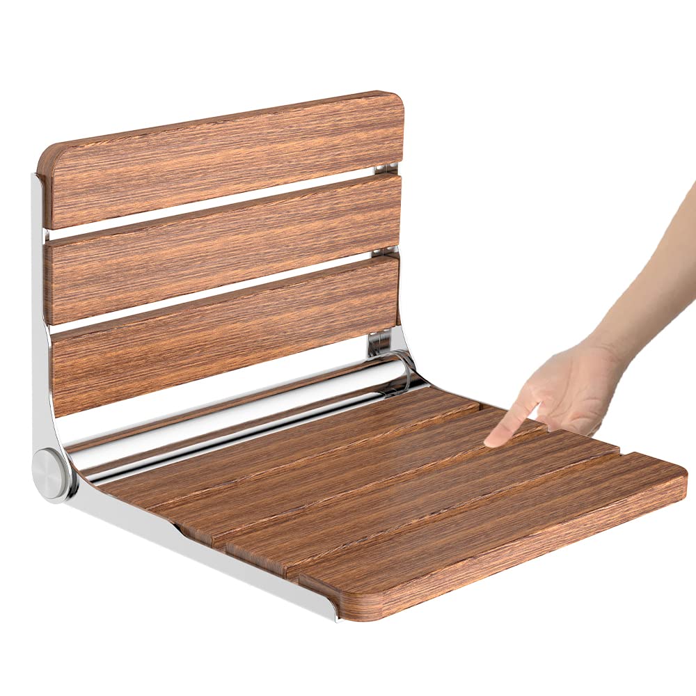 Foldable Wall Mounted Shower Seat for Elderly & Disabled Adults - Non-Slip Fold Up Shower Stool with Adjustable Height, Waterproof Bathroom Chair for Safe Showering (Ideal for Seniors, Rehab & Small Spaces)
