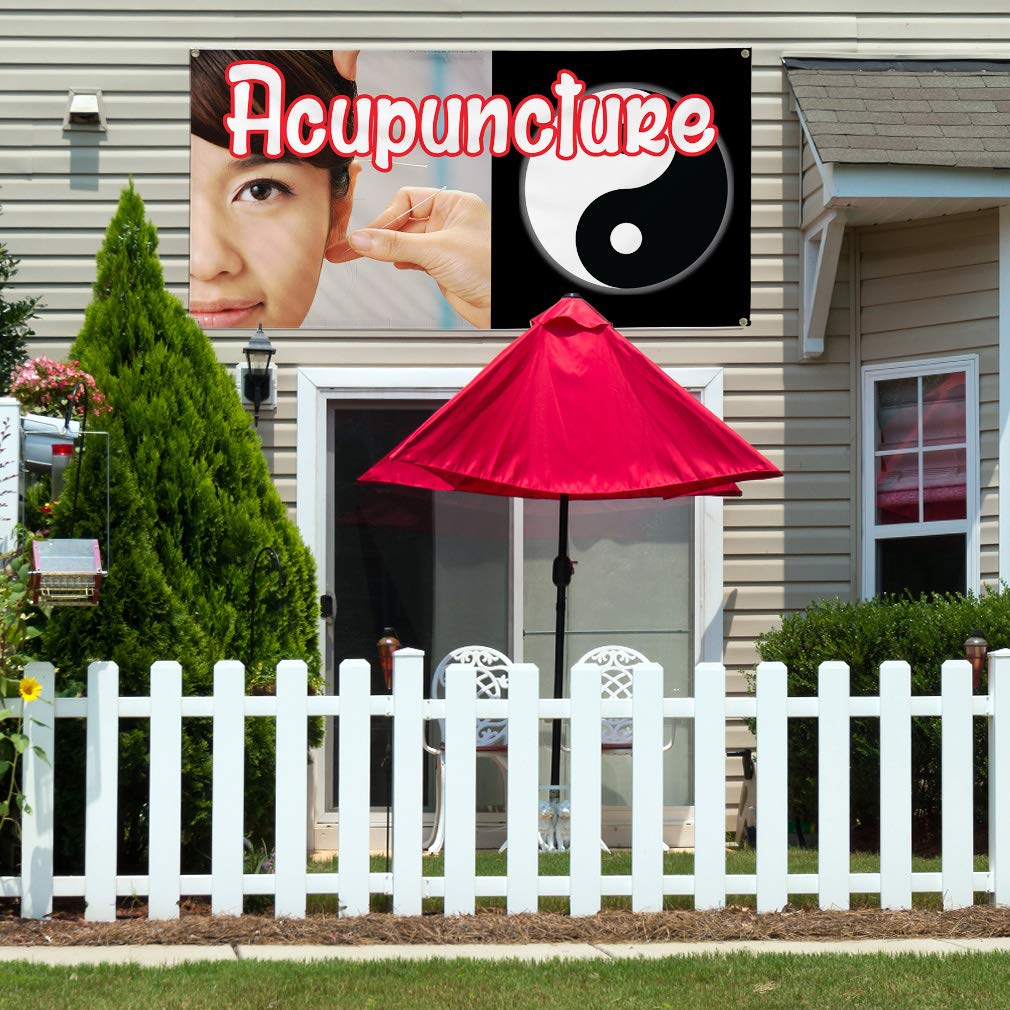 Durable Vinyl Banner for Acupuncture & Healthcare Business - Weatherproof Outdoor Yard Sign with 10 Grommets (60x144 Inches) - Perfect for Storefronts, Events & Industrial Use