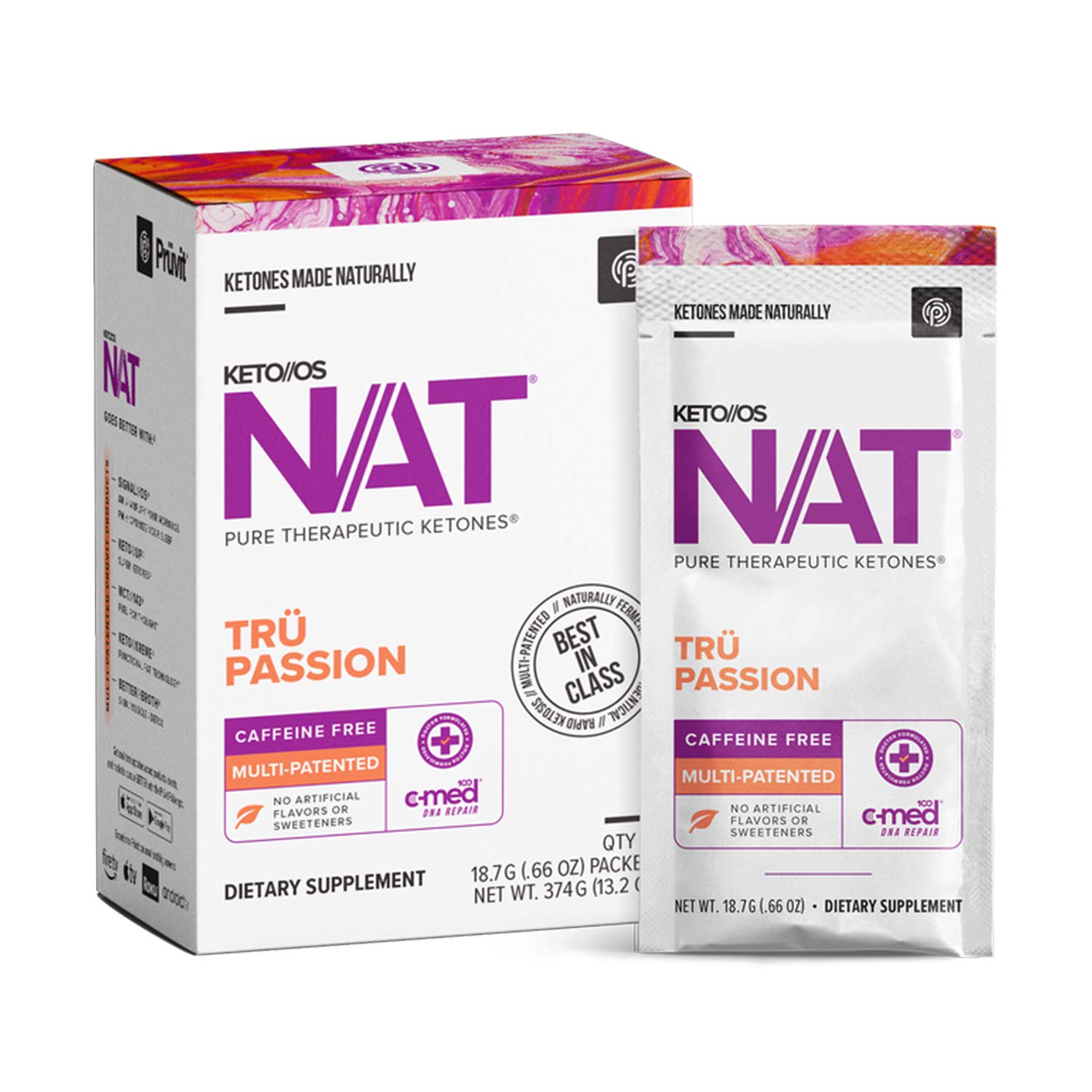 PRÜVIT OS NAT® Tru Passion Keto Supplements - Caffeine Free Keto Drink Mix (20 Count) - Supports Ketosis & Weight Management - Perfect for Low-Carb Diet & Healthy Lifestyle