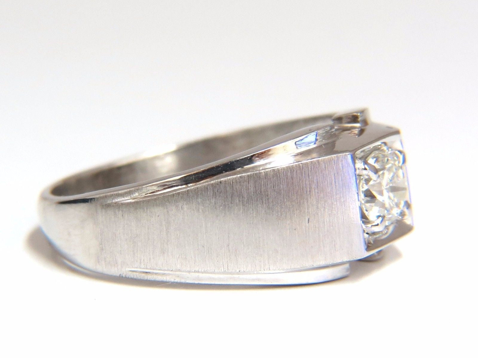 0.56ct Natural Round Diamond Solitaire Ring for Men - 14K Gold Brush Finish | Wedding, Engagement, Anniversary Gift Idea
