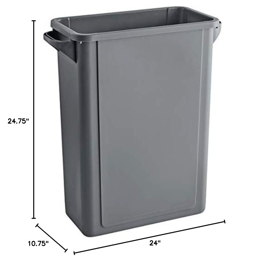 PRO&Family 64 Qt. / 16 Gallon / 60 Liter Slim Rectangular Trash Can with Flat Lid - Kitchen Garbage Bin, Waste Basket, Recycling Container for Home, Office, and Outdoor Use