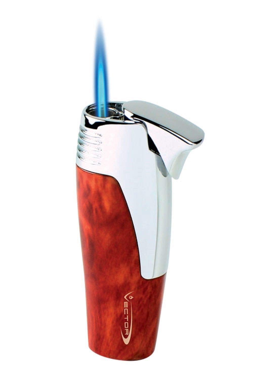 Premium Mahogany Vector KGM Coup Single Flame Butane Torch Lighter - Windproof Refillable Lighter for Cigars, Cooking, Jewelry Soldering & DIY Projects