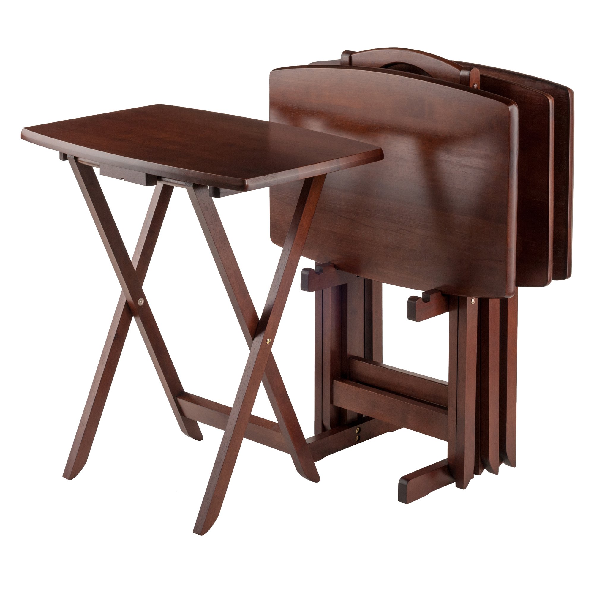 Winsome Oversized Snack Table Set - Walnut Finish - Coffee Table with Storage for Living Room, Bedroom, or Small Spaces - Perfect for Snacks, Drinks, and Remote Control Organization