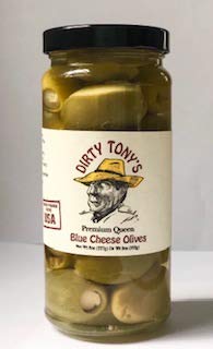 Premium Queen Blue Cheese Stuffed Olives - Gourmet Snack for Charcuterie Boards, Cocktails & Party Platters | Dirty Tony's
