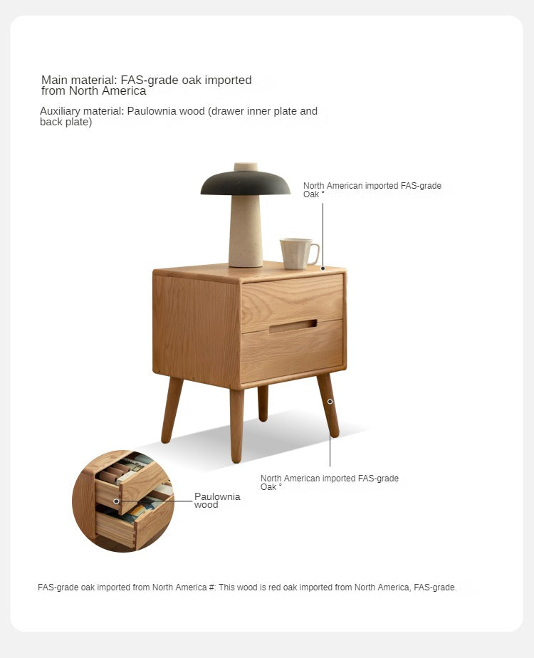Solid Oak Wood Nightstand - Sturdy Bedside Table for Bedroom, Living Room, or Office - Perfect for Storage and Decor