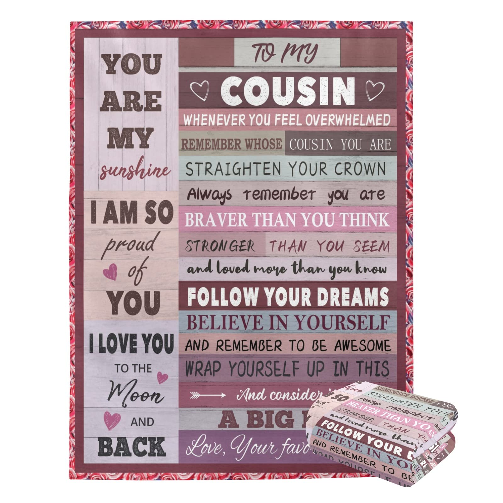 Personalized Cousin Blanket - Soft Fleece Throw for Women, Birthday & Christmas Gifts - Cozy Blanket for Bed, Couch & Travel - Perfect Gift for Cousins