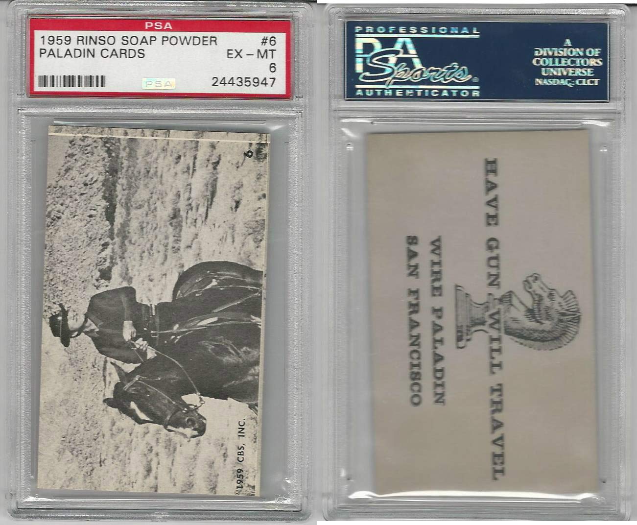 1959 Paladin Trading Cards PSA 6 EXMT - Vintage Collectible Trading Cards for Sale | Perfect for Collectors & Card Game Enthusiasts