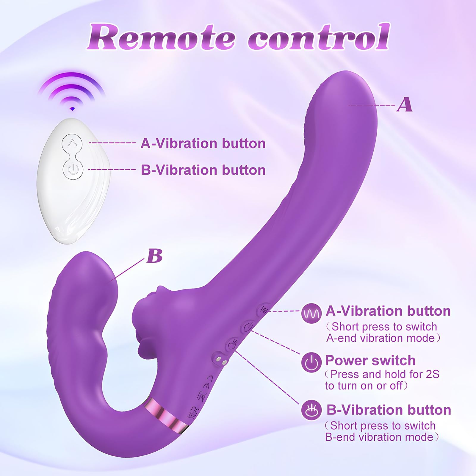 Strapless Strap-On G-Spot Dildo Vibrator - 10 Powerful Vibration Modes with Remote Control, Wearable Double-Ended Design, Body-Safe Silicone for Couples & Solo Play - Perfect for Lesbian Couples, Women's Pleasure & Spicing Up Intimate Moments