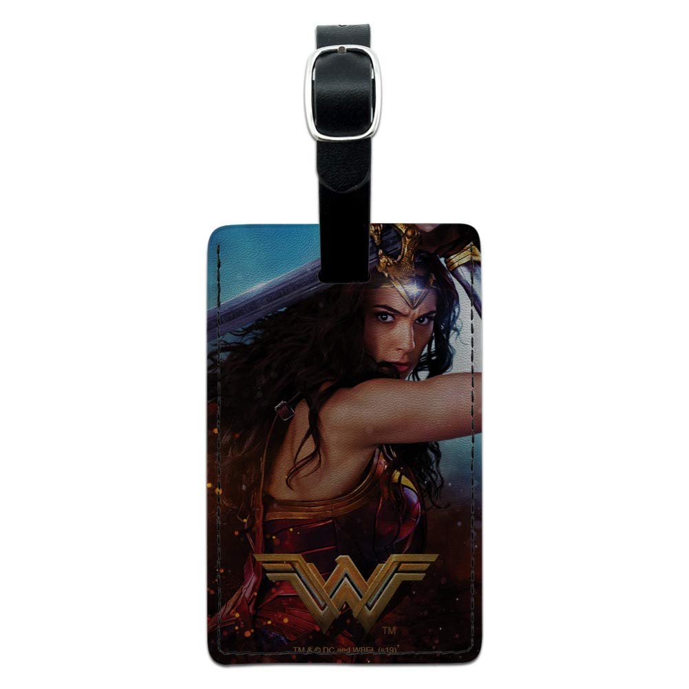 Wonder Woman Movie Inspired Leather Luggage Tag - Battle Rectangle Design for Carry-On Bags, Suitcases & Travel Accessories | Perfect for Superhero Fans & Frequent Travelers