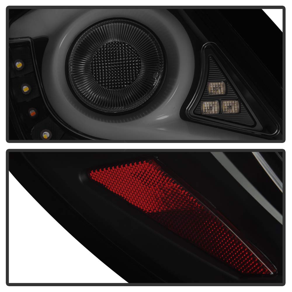 ACANII Black Housing Smoked Lens LED Tail Lights for 2016-2021 Honda Civic Sedan - Shuriken Shape Design, High Visibility Brake Lamps | Perfect for Night Driving & Car Customization