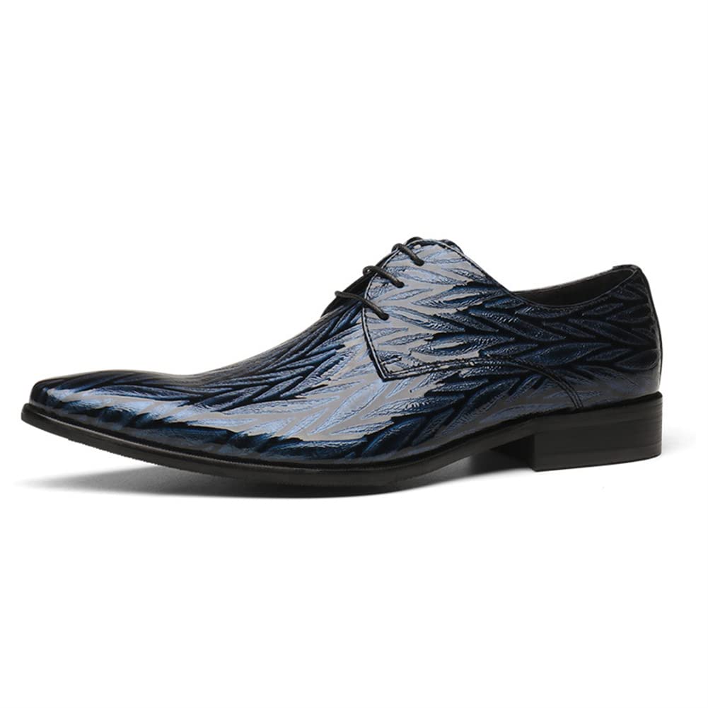 Men's Blue Patent Leather Oxford Dress Shoes - Formal Business & Wedding Shoes for Men | Comfortable & Stylish Lace-Up Design | Perfect for Office, Business Meetings & Special Occasions