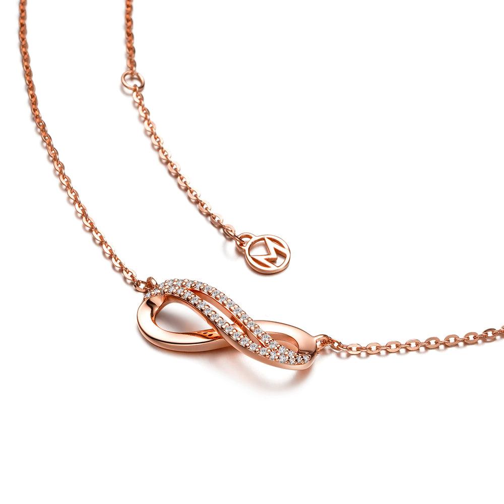 Infinity Moissanite Diamond Double Pave Pendant Necklace - Elegant Jewelry Gift for Women, Perfect for Weddings, Anniversaries & Special Occasions
