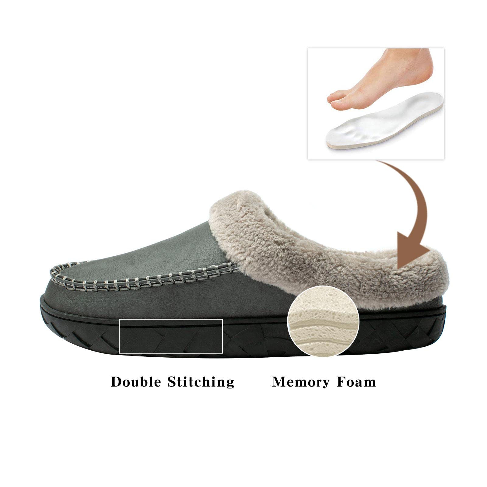 WOTTE Men's Moccasin Slippers - Soft Microsuede with Fleece Lining & Memory Foam - Comfortable Indoor/Outdoor House Shoes for Relaxing at Home, Walking the Dog or Quick Errands