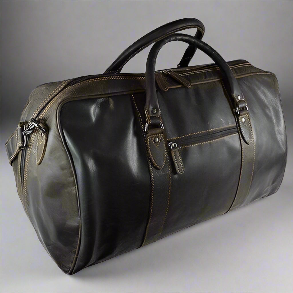Premium Greenwood Leather Weekender Bag for Men & Women - Durable Carry-On Duffel for Travel, Gym, Work & Weekend Getaways