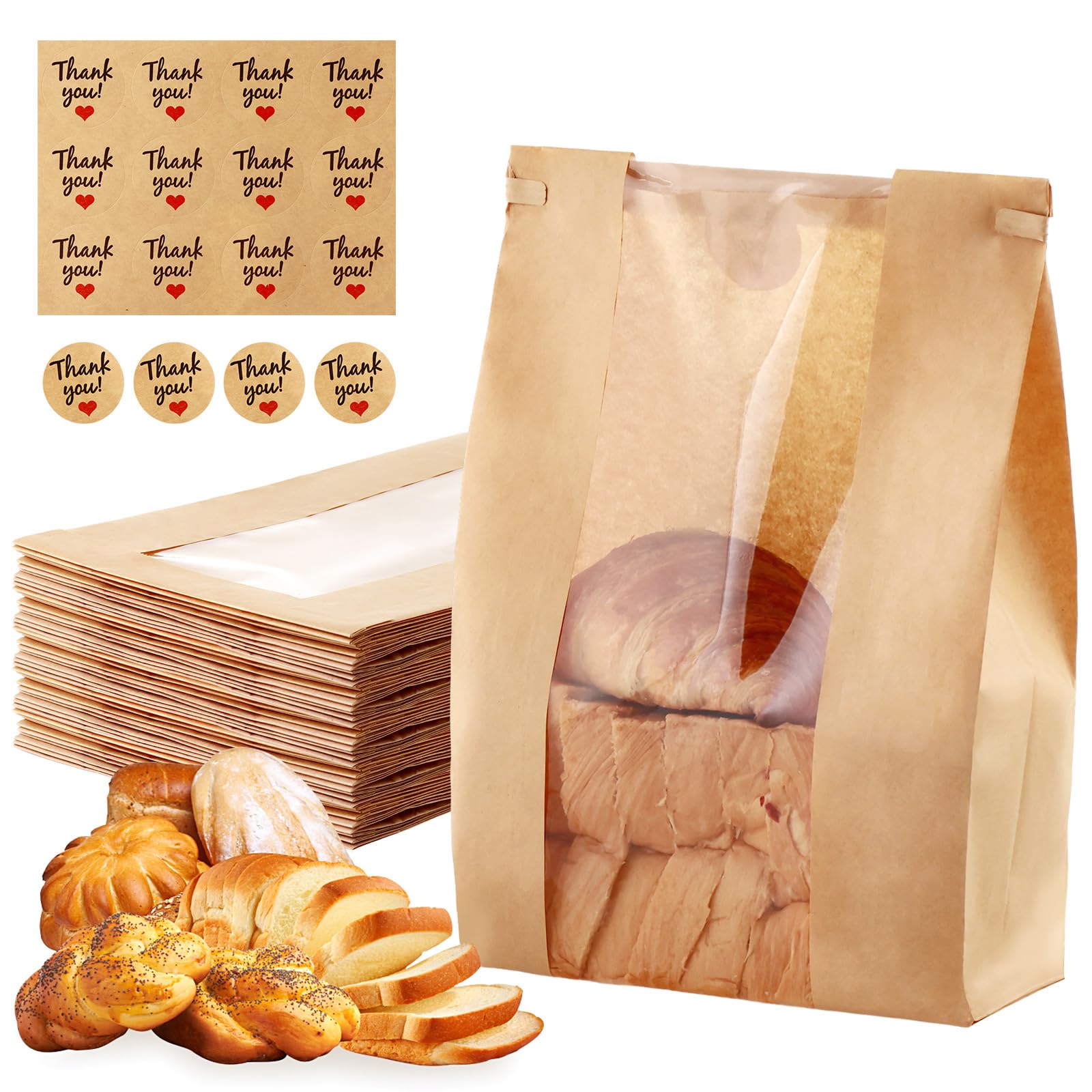 120 Pcs Clear Bread Bags with Window 14