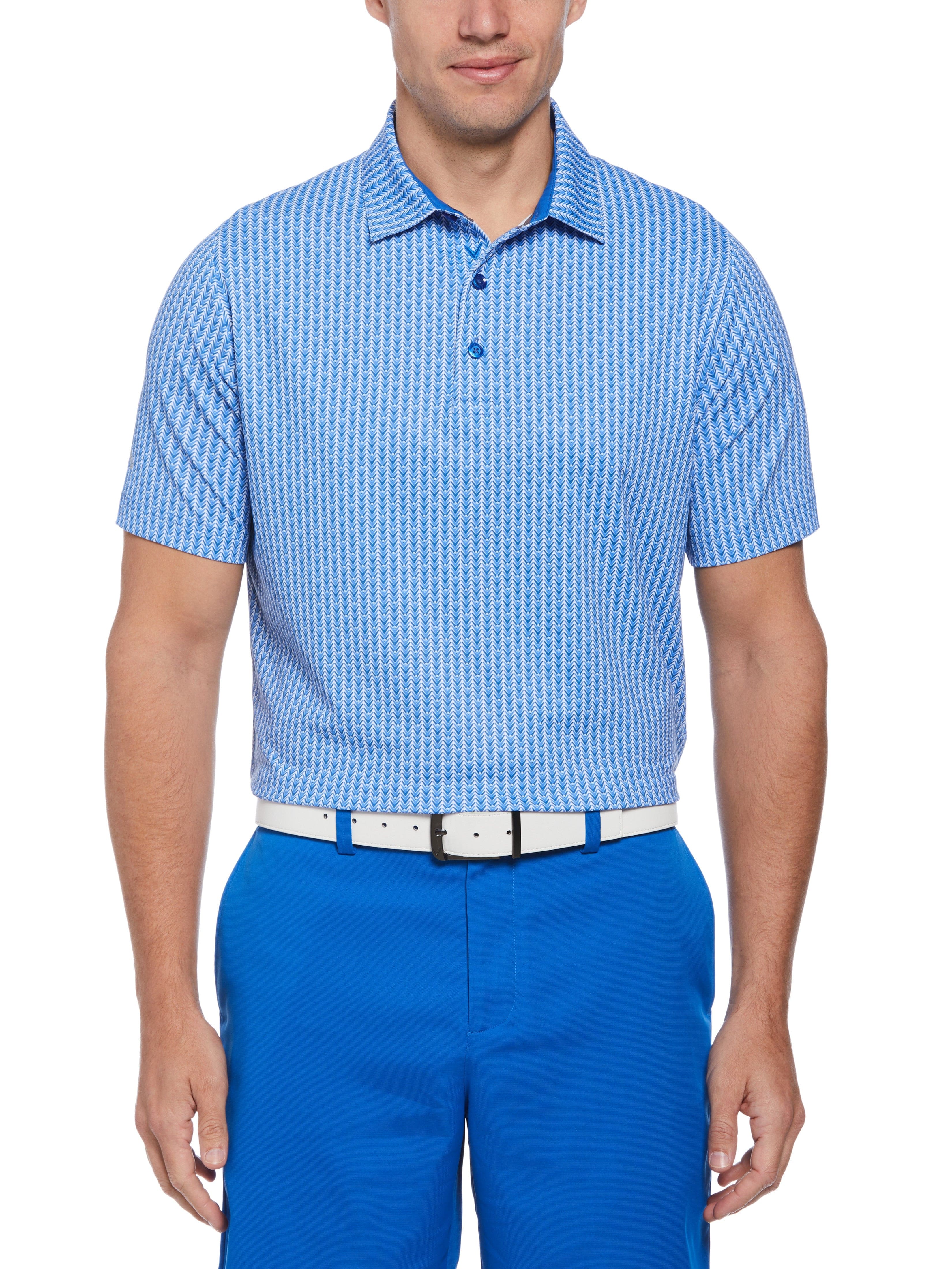 Men's Chevron Print Golf Polo Shirt - Breathable Performance Fabric for Golf, Casual Wear & Outdoor Activities