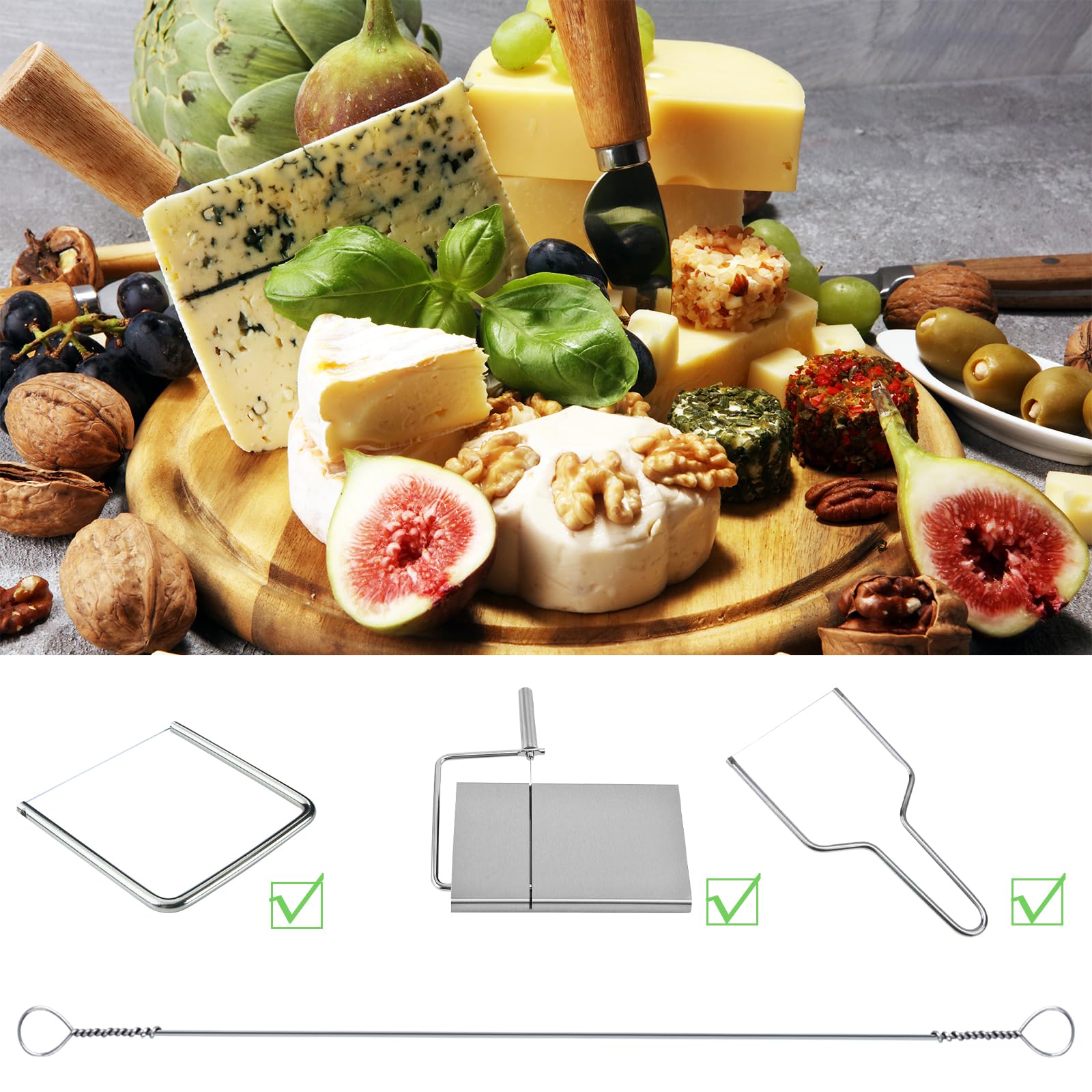 10PCS Stainless Steel Cheese Slicer Wires - 6 Inch Professional Cheese Cutter Kit for Block Cheese, Butter & More | Durable Kitchen Tool for Home, Restaurant & Catering | Perfect for Cheese Boards, Charcuterie & Food Prep