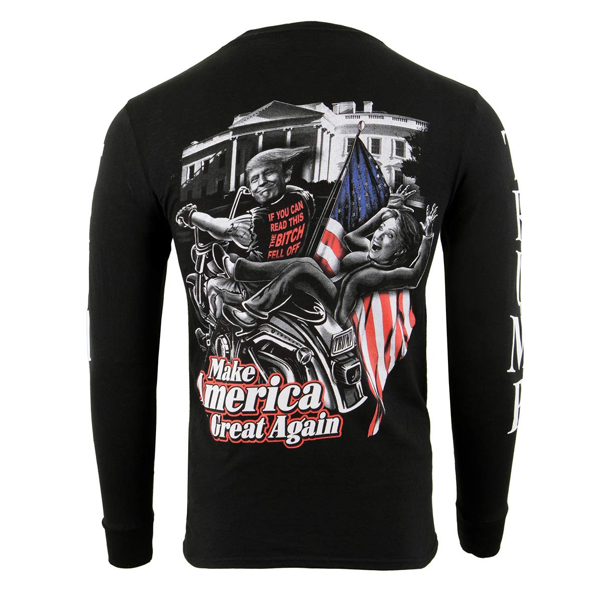 Biker Clothing Co. BCC117012 Men's Black 'Make America Great Again' Motorcycle Long Sleeve T-Shirt - Comfortable Riding Shirt for Harley Davidson, Cruiser & Road Trips