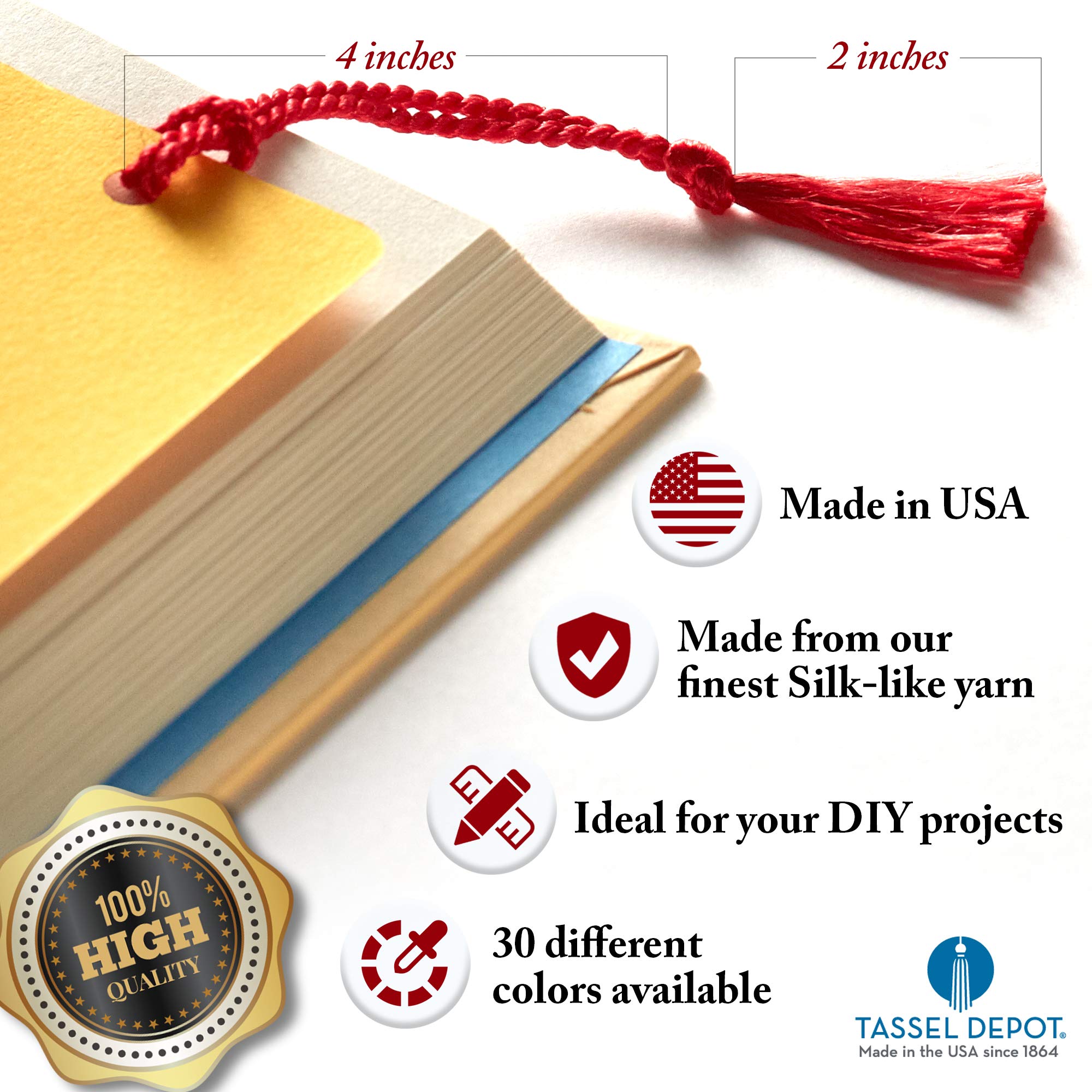 Tassel Depot 100-Piece Red Floss Bookmark Tassels - Handmade Decorative Tassels for Books, Journals, Gifts & DIY Crafts