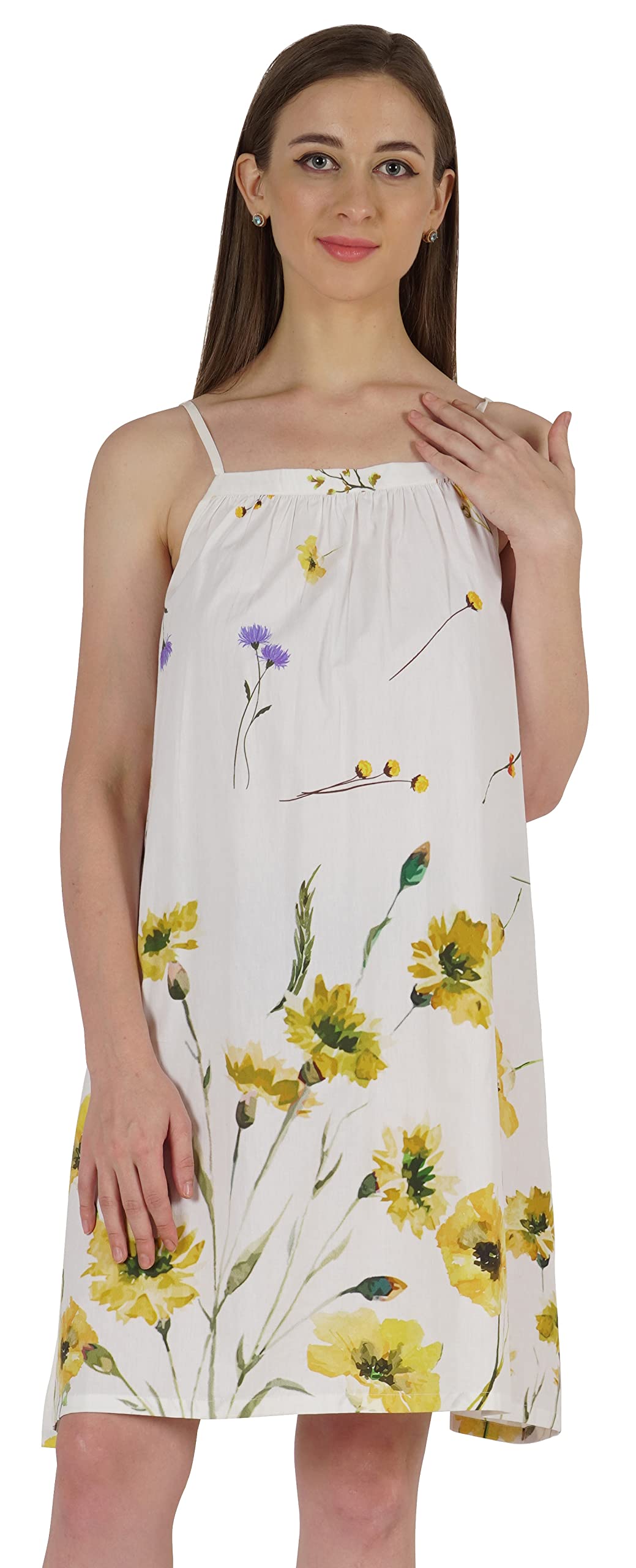 Bimba Women's Casual Printed Spaghetti Strap Sundress - Flowy Short Summer Midi Dress for Beach, Vacation & Outdoor Activities