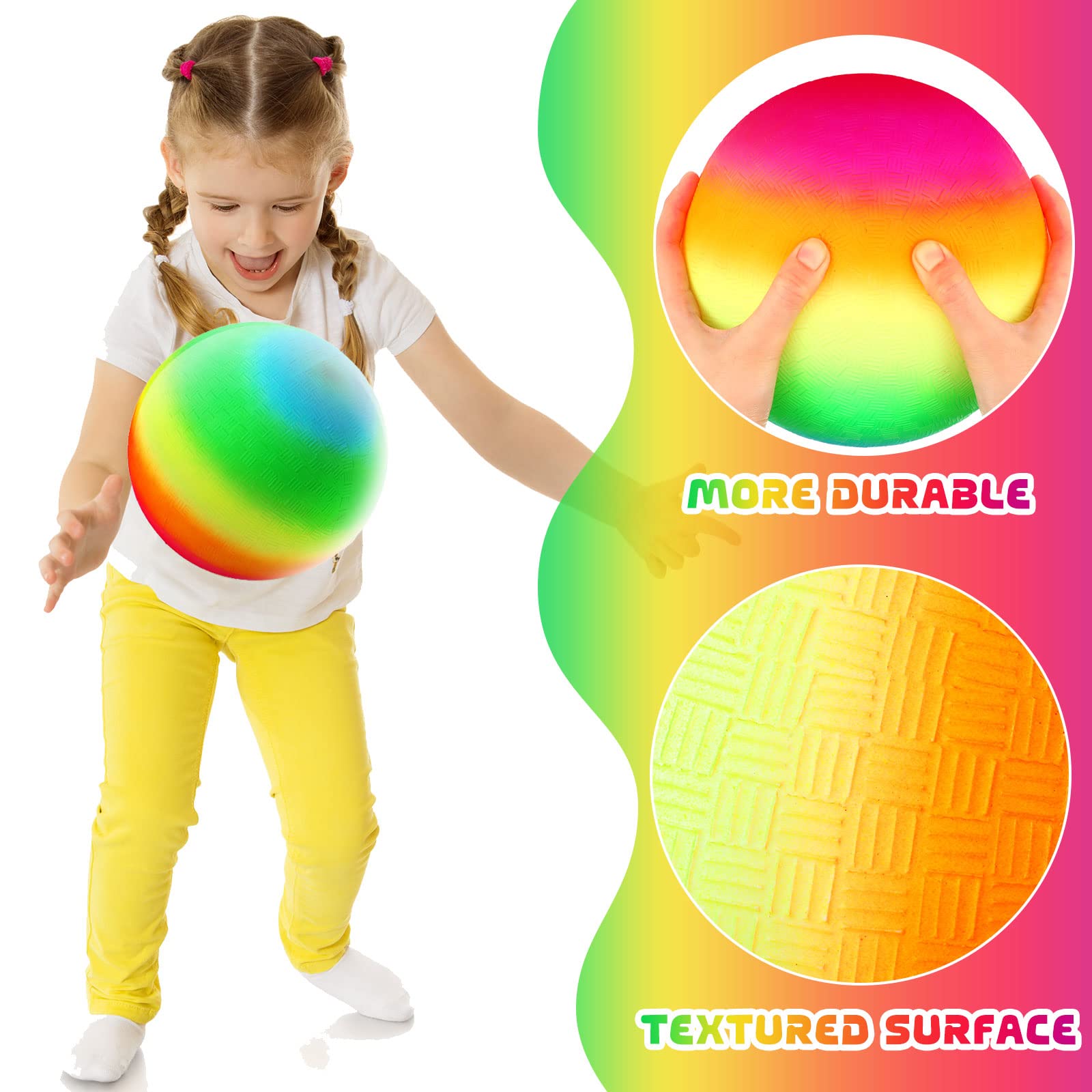 Vinsot 12 Pack 8.5 Inch Playground Balls - Bulk Inflatable Bouncy Balls for Kids with Hand Pump, Kickball & Handball for Indoor Outdoor Games, School PE, Birthday Parties & Backyard Activities