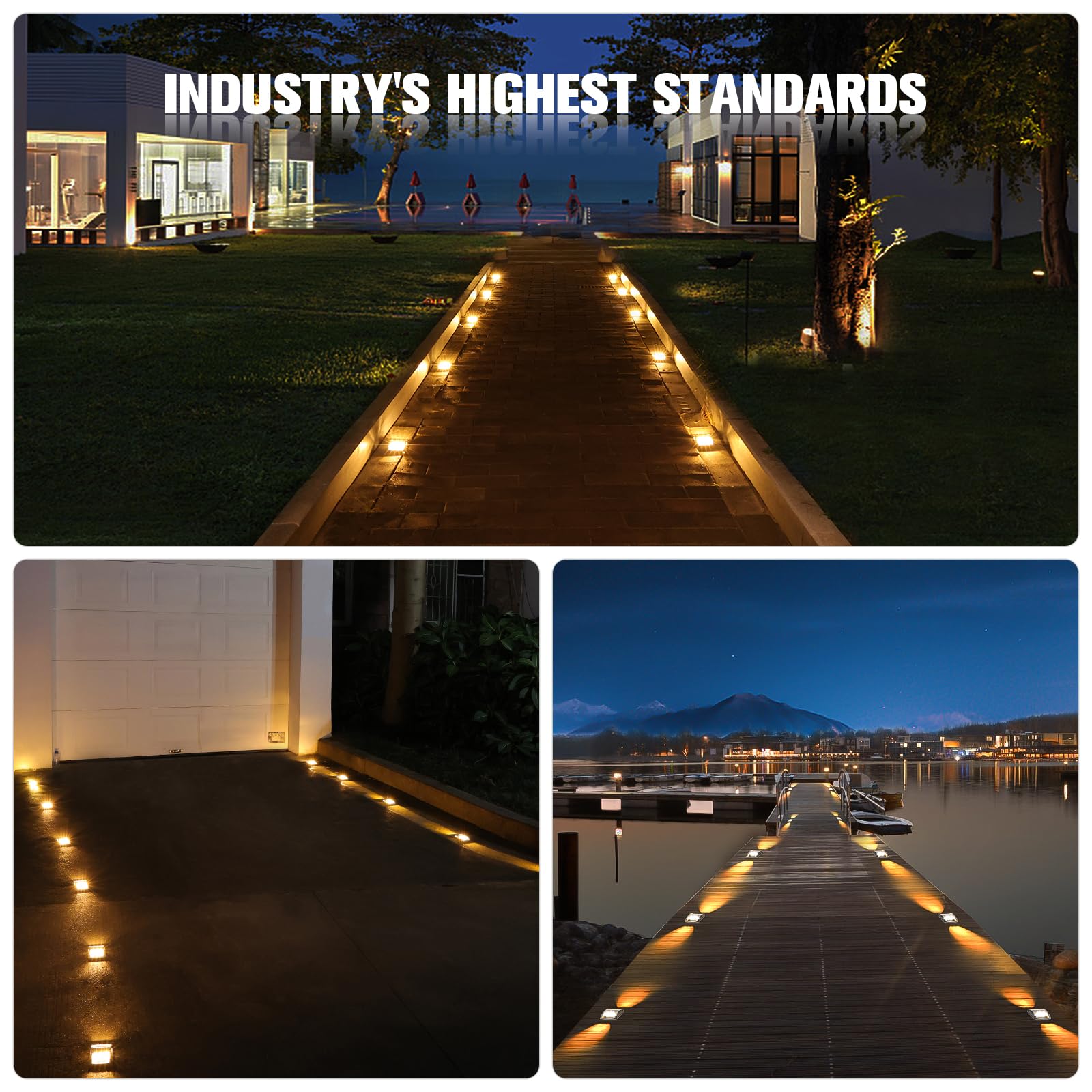 VOLISUN 12 Pack Solar Driveway Lights - Waterproof Solar Powered LED Outdoor Deck & Dock Lights for Steps, Sidewalks, Pathways - Warm White | Perfect for Marine, Garden, Patio & Landscape Lighting