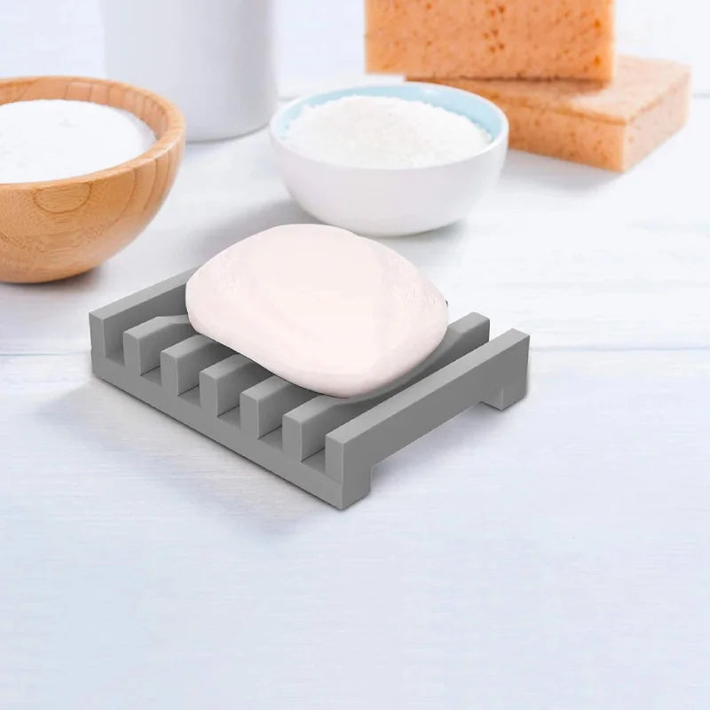 Waveform Silicone Soap Holder - Non-Slip Bathroom Organizer for Showers, Sinks & Kitchen - Durable, Easy to Clean Soap Dish for Liquid or Bar Soap - Perfect for Home, Spa, RV & Travel Use