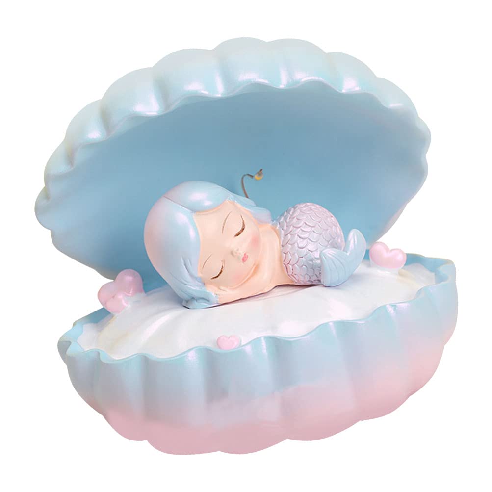 HEALLILY Mermaid Night Light for Kids - Shell Marine Themed Bedside Table Lamp with Clamshell Design | Perfect for Bedrooms, Nurseries, and Kids' Rooms (Blue)