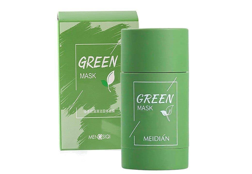 **Green Tea Facial Purifying Clay Stick Mask for Women & Girls - Oil Control, Anti-Acne, Deep Cleansing with Glycerin & Vitamin E | Includes 2 Black & Brown Gel Eyeliners with Applicator Brushes (Pack of 5) | Perfect for Oily Skin & Acne-Prone Skin Care Routine**