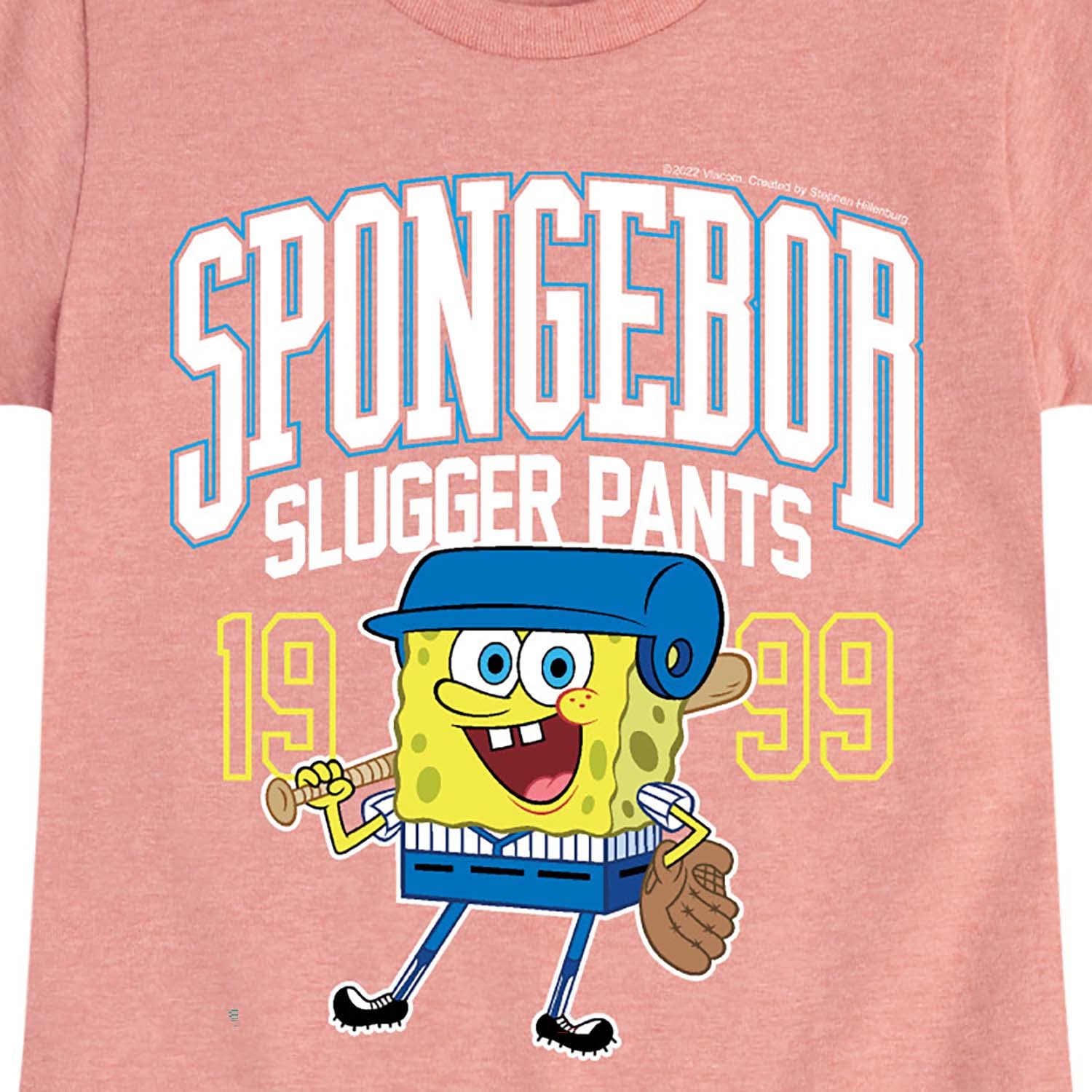 Spongebob Squarepants Graphic T-Shirt for Toddler & Youth Girls | HYBRID APPAREL Short Sleeve Baseball Tee | Size Large | Perfect for Playdates, Birthday Parties & Cartoon Lovers