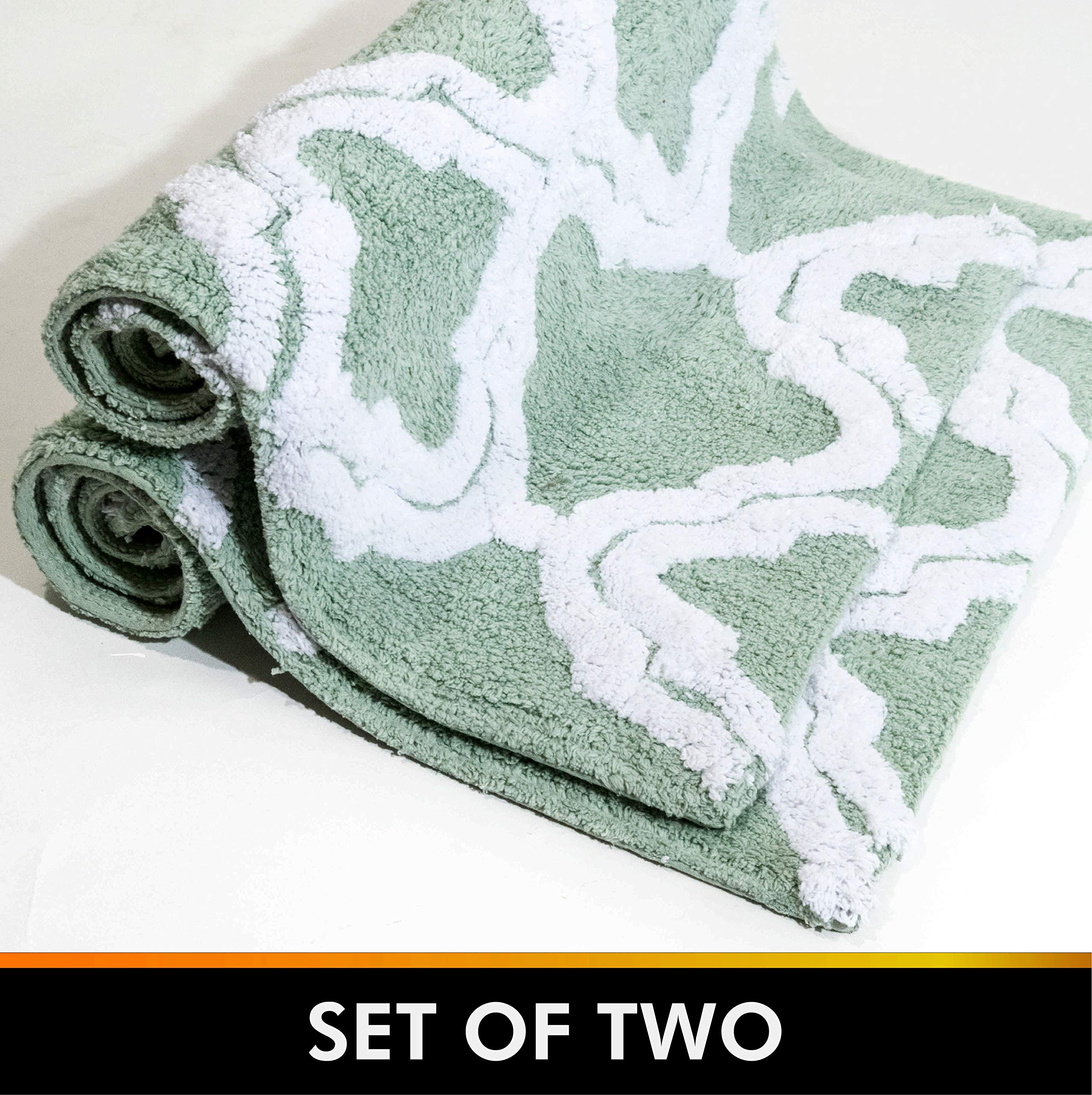 Chesapeake Double Quatrefoil 2-Piece Bath Rug Set in Subtle Green - 21