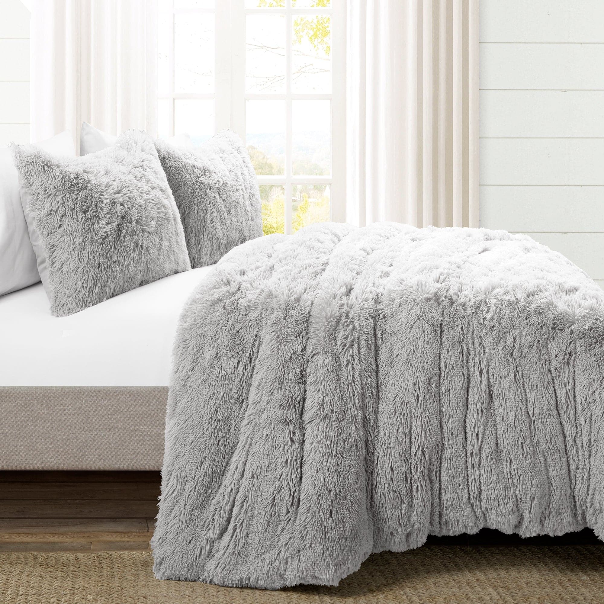 Emma Faux Fur Duvet Cover 3 Piece Set - Soft Luxury Bedding Set for Winter, King/Queen Size - Cozy Bedroom Decor for Master Bedroom & Guest Room