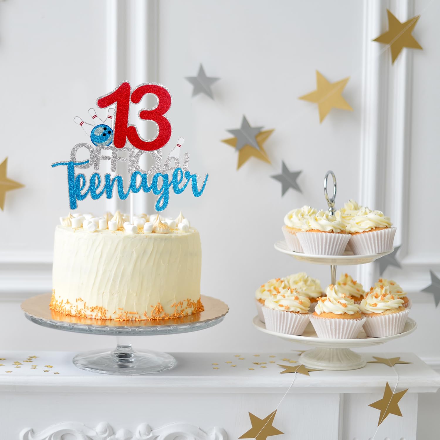 13th Birthday Bowling Cake Topper - Glitter Sports Party Decor for Boys - Teen Bowling Alley Game Day Celebration - Perfect for Birthday Cakes, Cupcakes & Party Decorations