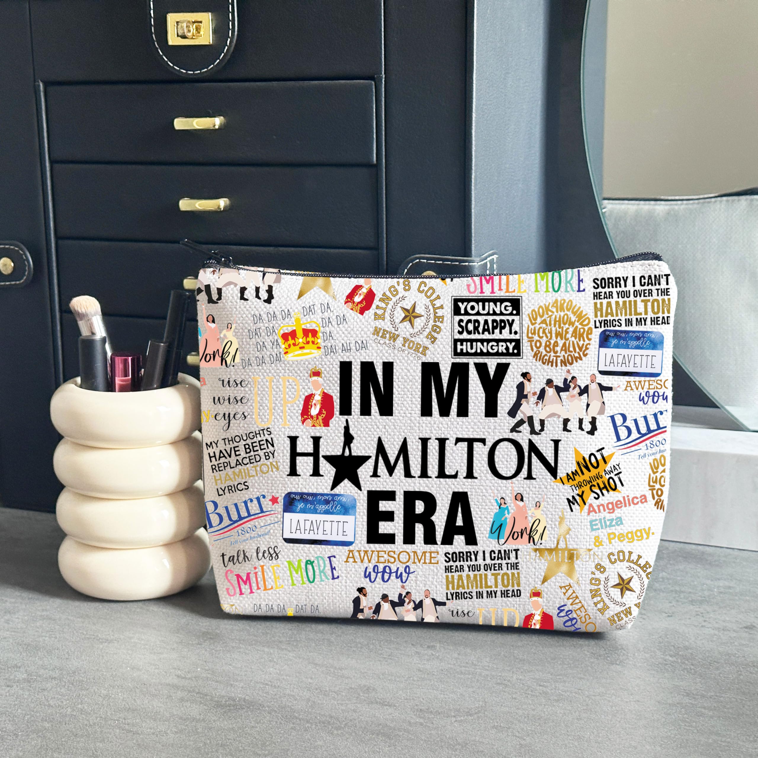 Hamilton Musical Themed Makeup Bag - Perfect Gift for Broadway Fans & Musical Lovers - Great for Theater Nights, Cosmetics Storage & Hamilton Merchandise Collection