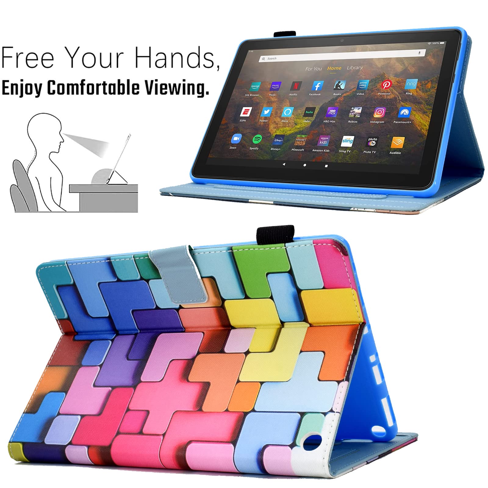 Premium PU Leather Smart Cover for Amazon Kindle Fire HD 10 & Fire HD 10 Plus (11th Gen 2021, 10.1