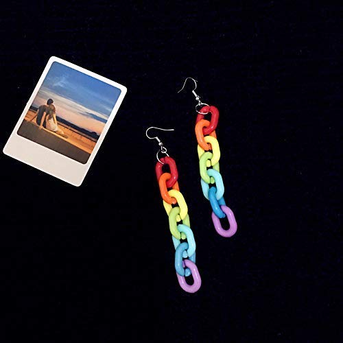 KaFu Lightweight Rainbow Resin Acrylic Chain Earrings - Fashionable Transparent Color Dangle Earrings for Women & Girls | Perfect for Parties, Date Nights & Everyday Wear