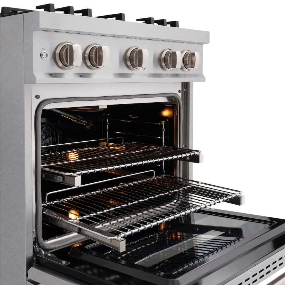 ZLINE 30 Inch 4.2 Cu Ft Gas Range with 4 Burner Cooktop & Convection Oven - Satin Stainless Steel (HGRS 30) | Professional Kitchen Appliance for Home Chefs & Cooking Enthusiasts