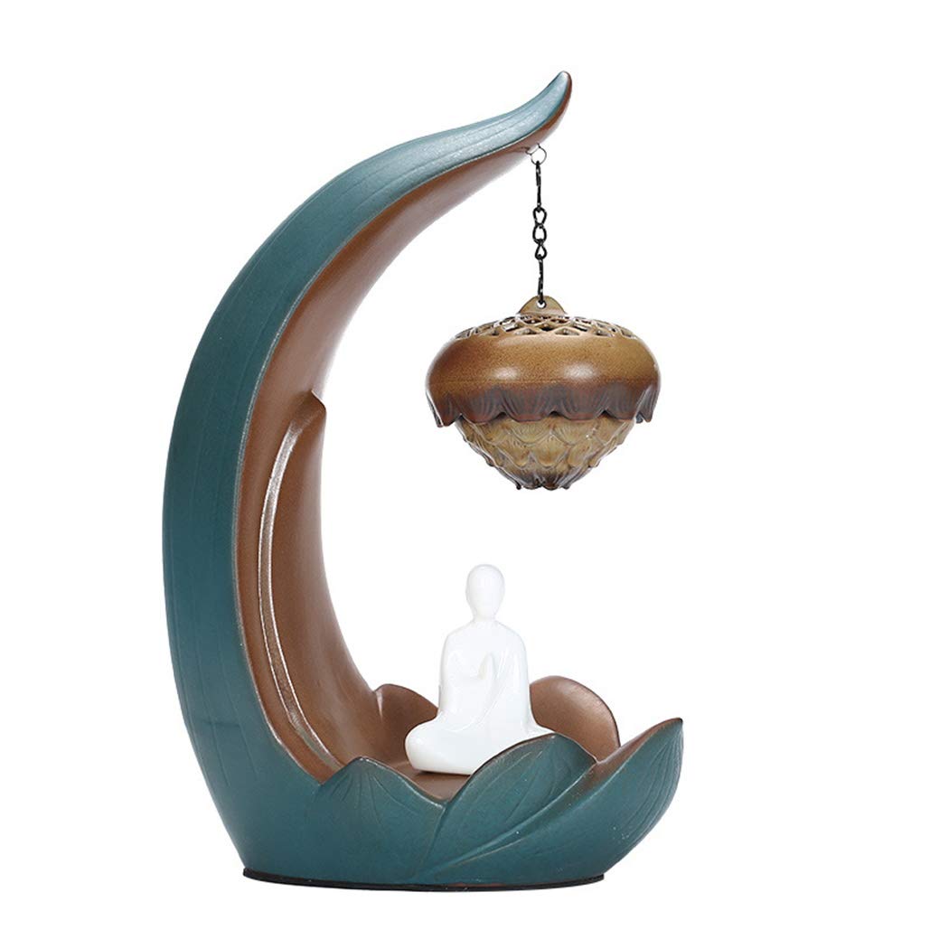 Ceramic Lotus Backflow Incense Burner - Hanging Aromatherapy Diffuser for Meditation, Yoga & Relaxation - Sandalwood Incense Holder for Home Decor & Spiritual Use
